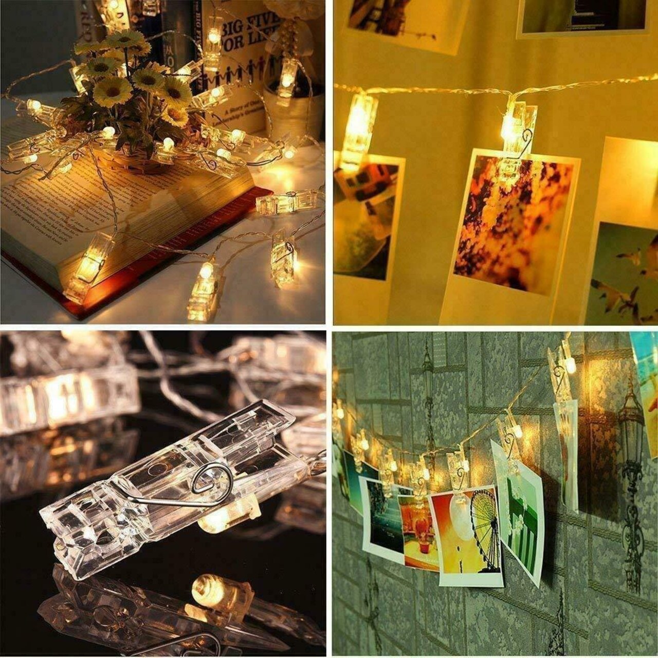 20 LED Photo Clip String Lights Fairy Light Wire Wall Decor Photo Hanging Strip